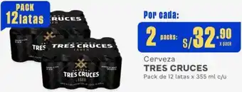 Makro Cerveza TRES CRUCES 2 Packs de 12 latas x 355ml oferta