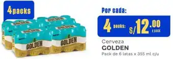 Makro Cerveza GOLDEN 4 Packs de 6 latas x 355ml oferta