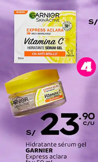 Plaza Vea Hidratante sérum gel GARNIER Express aclara fr x 50ml oferta