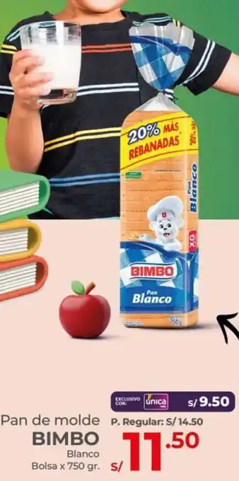 Vega Pan de molde BIMBO Blanco Bolsa x 750gr oferta