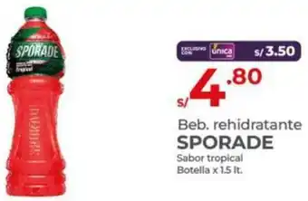 Vega Beb. rehidratante SPORADE Sabor tropical Botella x 1.5lt oferta