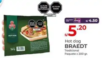 Vega Hot dog BRAEDT Tradicional Paquete x 200gr oferta