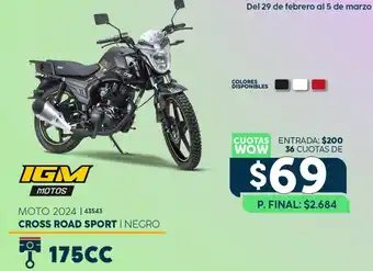 Marcimex MOTO 2024/43543 CROSS ROAD SPORT / NEGRO oferta