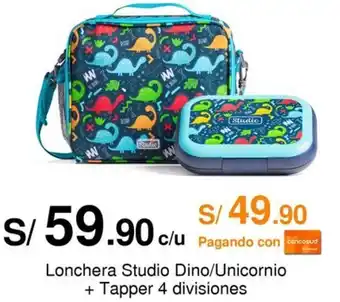 Metro Lonchera Studio Dino/Unicornio + Tapper 4 divisiones oferta