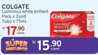 Mifarma COLGATE Luminous white brillant Pack x 2und Tubo x 75ml oferta