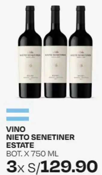 Wong VINO NIETO SENETINER ESTATE BOT. X 750ML x 3 oferta