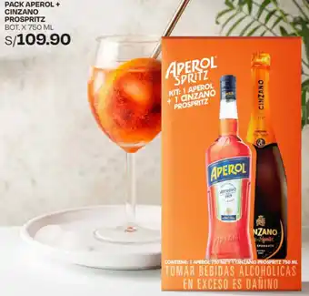 Wong PACK APEROL + CINZANO PROSPRITZ BOT. X 750ML oferta