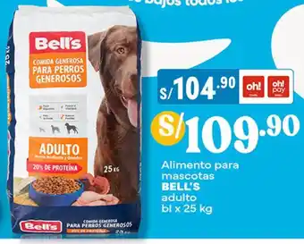 Plaza Vea Alimento para mascotas BELL'S adulto bl x 25kg oferta