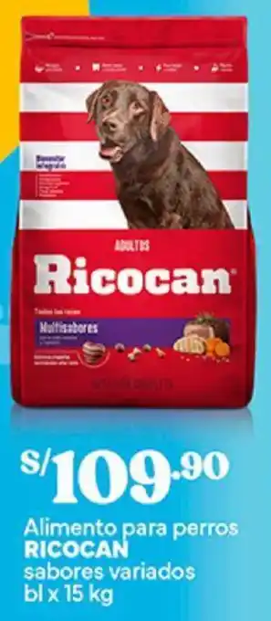 Plaza Vea Alimento para perros RICOCAN sabores variados bl x 15kg oferta