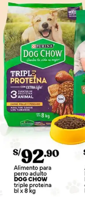 Plaza Vea Alimento para perros DOG CHOW longevidad/ control de peso bl x 8kg oferta