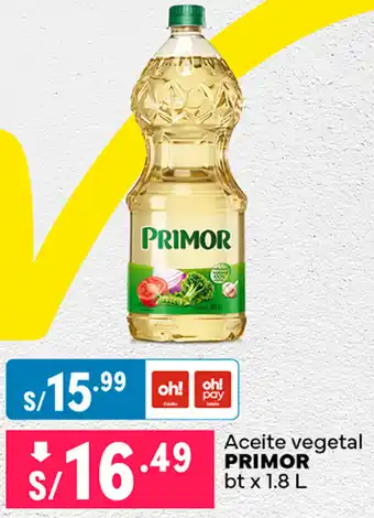 Plaza Vea Aceite vegetal PRIMOR bt x 1.8L oferta