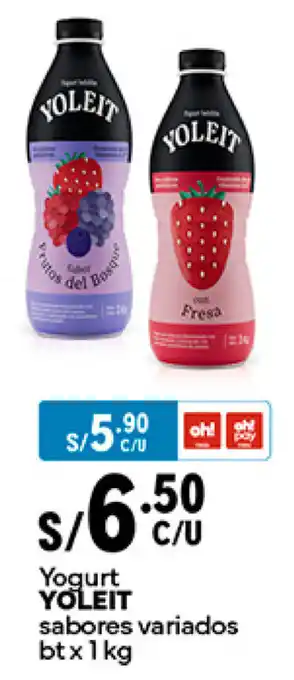 Plaza Vea Yogurt YOLEIT sabores variados bt x 1kg oferta