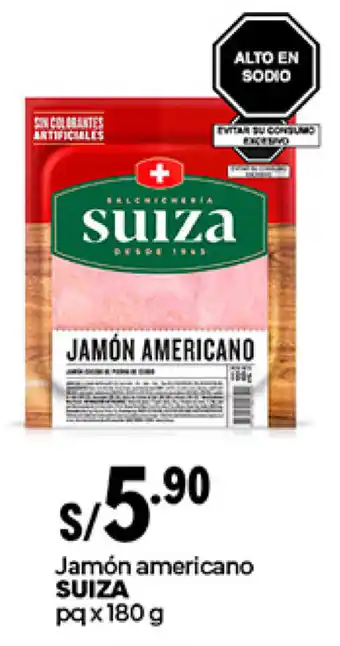 Plaza Vea Jamón americano SUIZA pq x 180g oferta