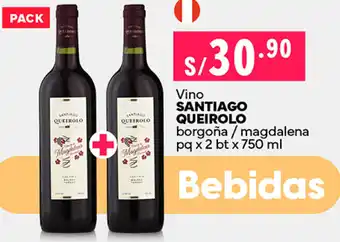 Plaza Vea Vino SANTIAGO QUEIROLO borgoña/magdalena pq x 2 bt x 750ml oferta