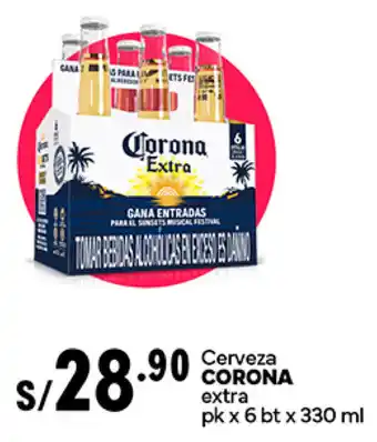Plaza Vea Cerveza CORONA extra pk x 6 bt x 330ml oferta