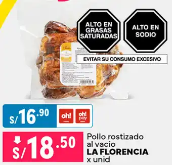 Plaza Vea Pollo rostizado al vacio LA FLORENCIA x unid oferta