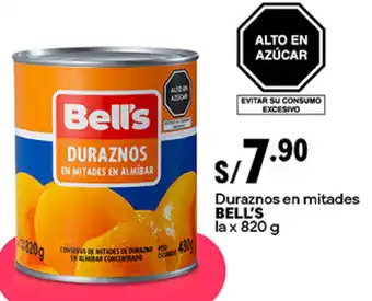 Plaza Vea Duraznos en mitades BELL'S la x 820g oferta