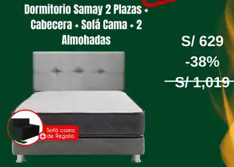 Tottus Dormitorio Samay 2 Plazas Cabecera + Sofá Cama +2 Almohadas oferta