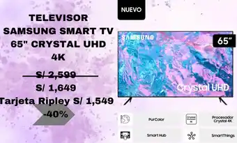 Ripley TELEVISOR SAMSUNG SMART TV 65" CRYSTAL UHD 4K oferta