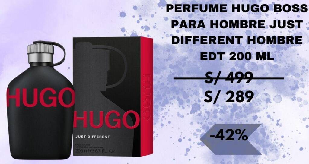 PERFUME HUGO BOSS PARA HOMBRE JUST DIFFERENT HOMBRE EDT 200 ML oferta en Ripley