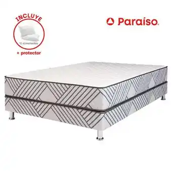 Plaza Vea Cama VIVA HOME Palmera Plus 2 Plazas + 2 Almohadas + 1 Protector oferta