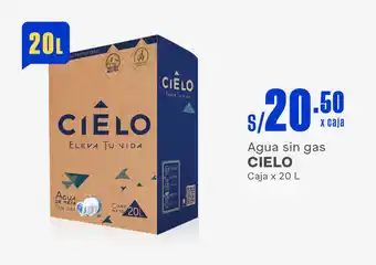 Plaza Vea Agua sin gas CIELO Caja x 20 L oferta