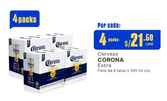 Cerveza CORONA Extra Pack de 6 latas x 355 ml x 4 packs