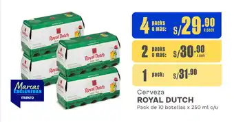 Plaza Vea Cerveza ROYAL DUTCH Pack de 10 botellas x 250 ml c/u oferta