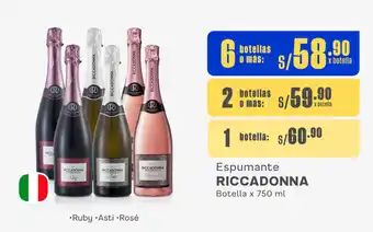 Plaza Vea Espumante RICCADONNA Botella x 750 ml 6 botellas o más: oferta