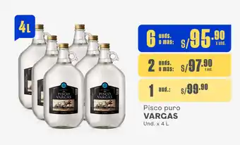 Plaza Vea Pisco puro VARGAS Und. x 4 L oferta