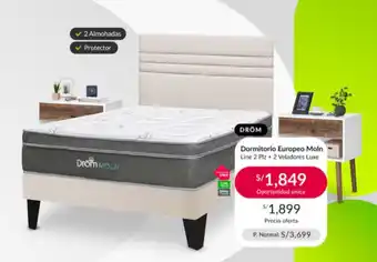 Falabella DRÖM Dormitorio Europeo Moln Line 2 Plz + 2 Veladores Luxe oferta