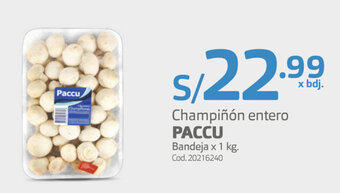 Makro Champiñón Entero Paccu 1kg oferta