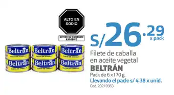 Makro Filete de Caballa en Aceite Vegetal Beltrán 6x170g oferta