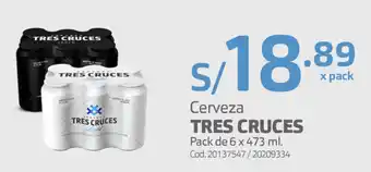 Makro Cerveza Tres Cruces 6x473ml oferta