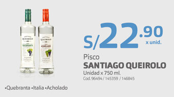 Makro Pisco Santiago Queirolo 750ml oferta