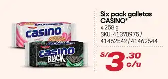Hiperbodega Precio Uno Six Pack Galeetas Casino 258g oferta