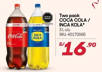 Hiperbodega Precio Uno Two Pack Coca Cola/Inca Kola 3L oferta