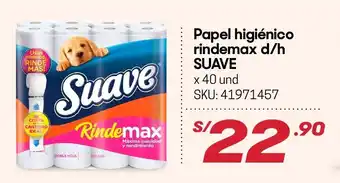 Hiperbodega Precio Uno Papel Higiénico Rindermax d/h Suave 40 und oferta