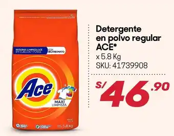 Hiperbodega Precio Uno Detergente en Polvo Regular Ace 5.8kg oferta