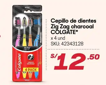 Hiperbodega Precio Uno Cepillo de Dientes Zig Zag Charcoal Colgate 4 und oferta