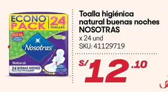 Hiperbodega Precio Uno Toalla Higiénica Natural Buenas Noches Nosotras 24 und oferta
