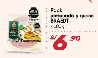 Hiperbodega Precio Uno Pack Jamonada y Queso Braedt 180g oferta