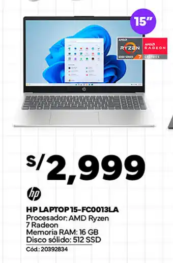 Plaza Vea HP LAPTOP 15-FC0013LA oferta