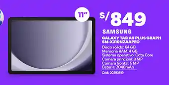 Plaza Vea SAMSUNG GALAXY TAB A9 PLUS GRAPH SM-X210NZAAPEO oferta