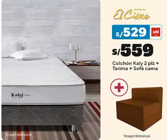 Plaza Vea El Cisne Colchón Kaly 2 plz + Tarima + Sofá cama oferta