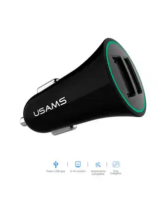 Tiendas EFE Cargador usb auto usams dual 2.1 a - negro oferta
