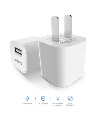 Tiendas EFE Cargador usb pared usams 1a - blanco oferta