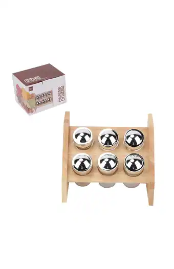 Tiendas EFE Set de 6 especieros vidrio base madera oferta