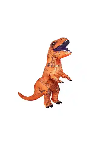 Disfraz inflable de dinosaurio t-rex anaranjado fiesta carnaval halloween