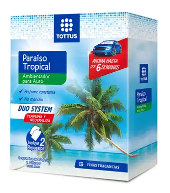 Tottus Ambientador para auto paraiso trop. tottus x 2 und oferta